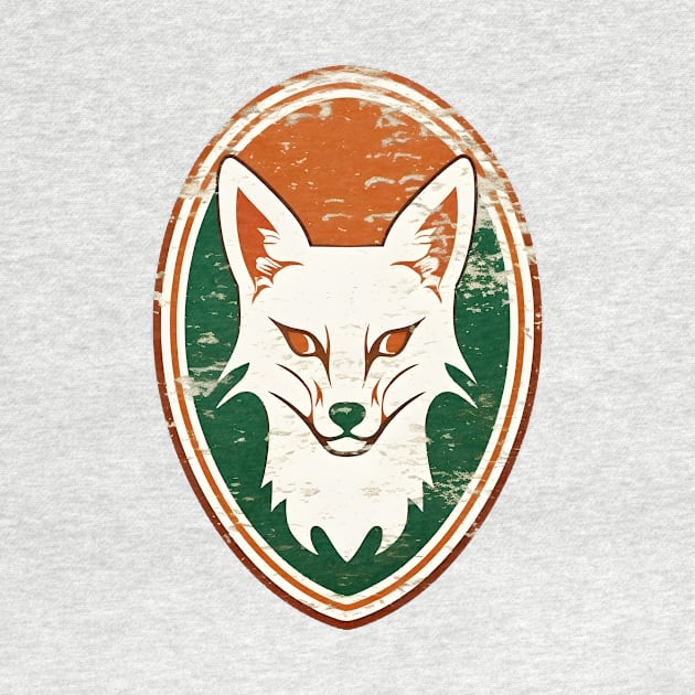 Fox head on a vintage distressed oval crest by Clearmind Arts